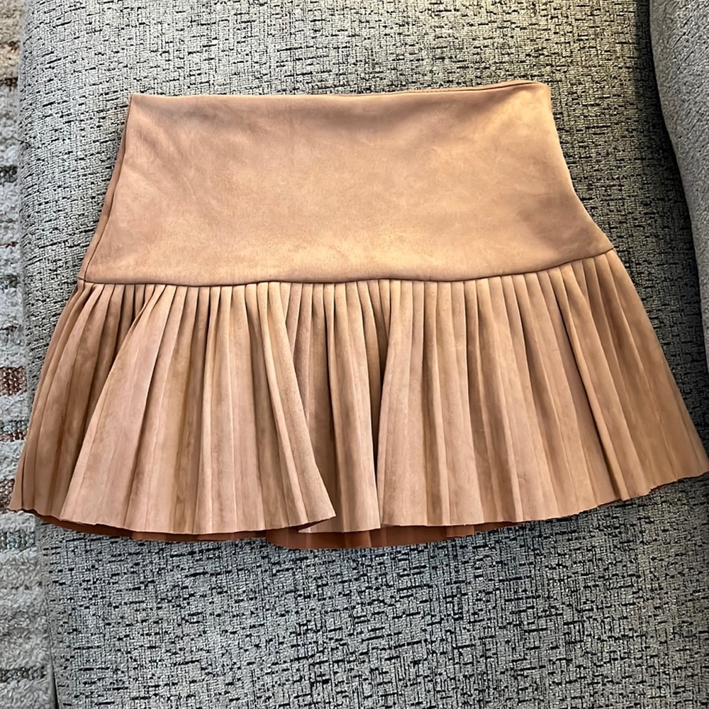 Pleated Suede Skirt